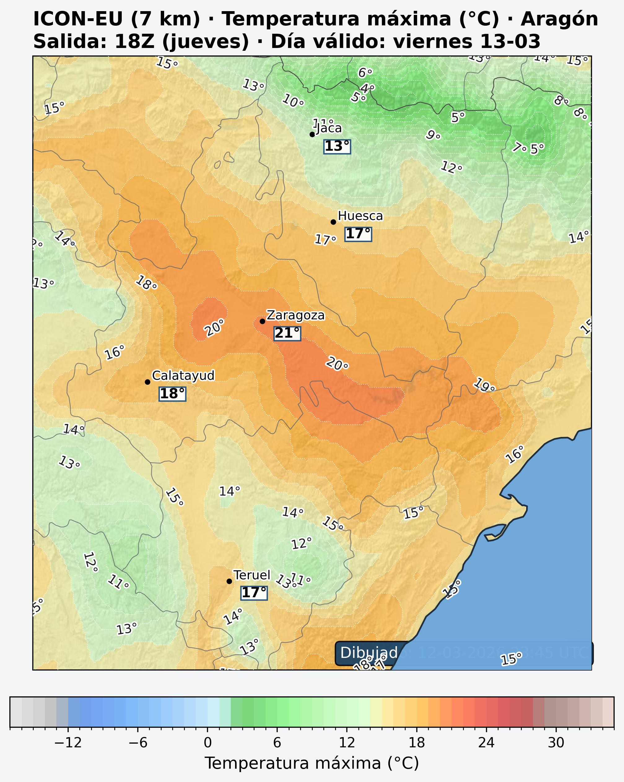 Temperatura m&aacute;xima ma&ntilde;ana Arag&oacute;n