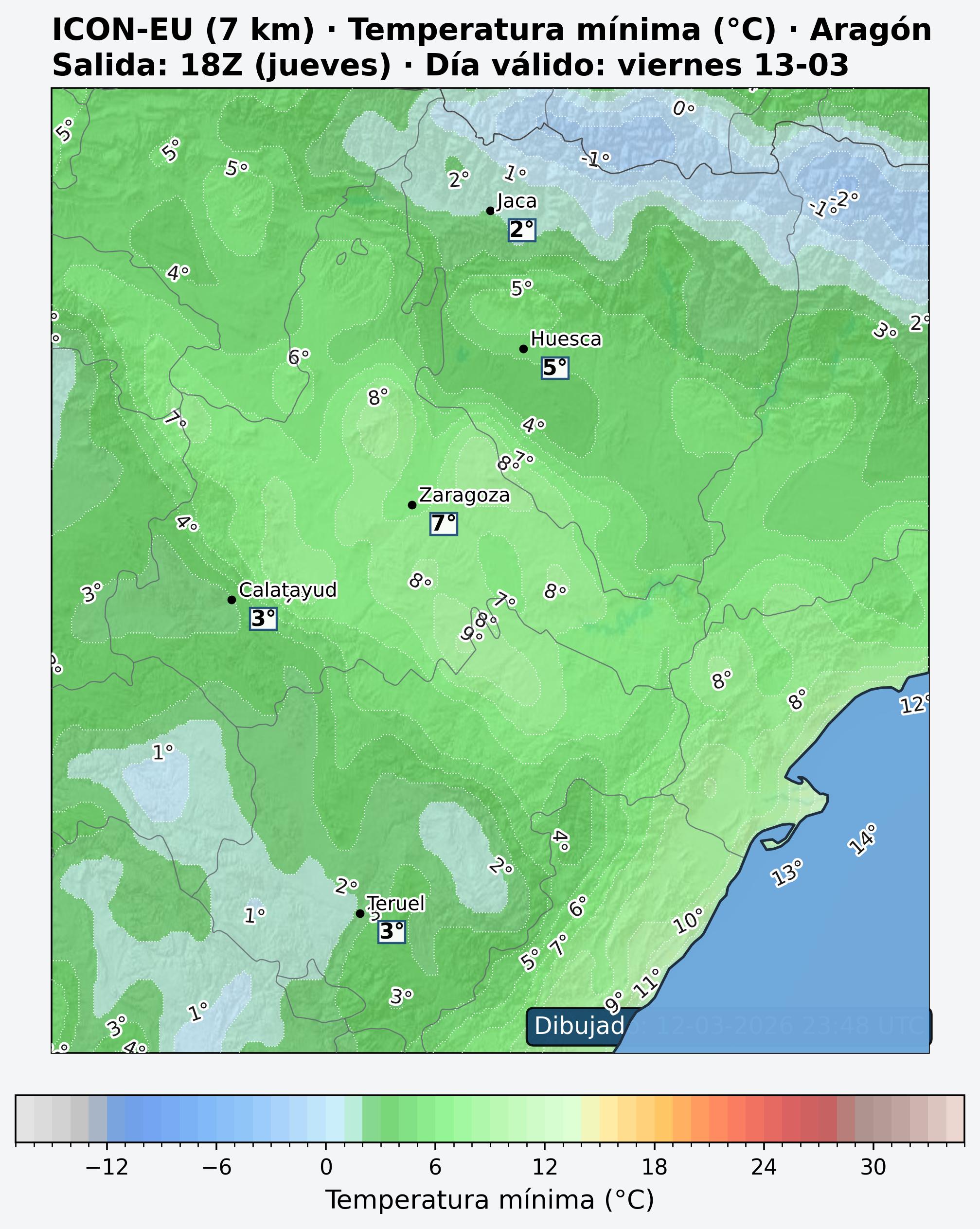 Temperatura m&iacute;nima ma&ntilde;ana Arag&oacute;n