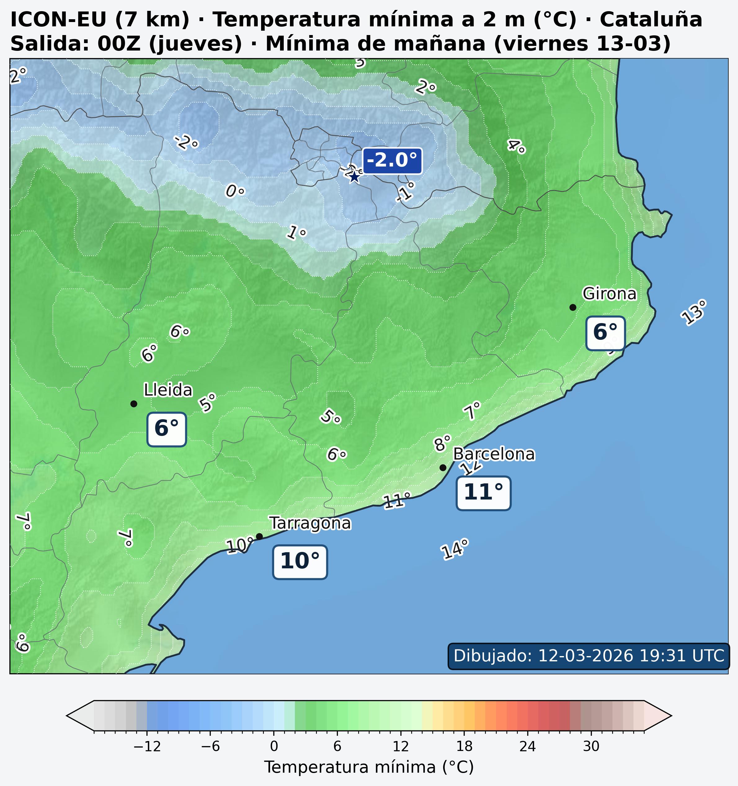 Temperatura m&iacute;nima ma&ntilde;ana Catalu&ntilde;a