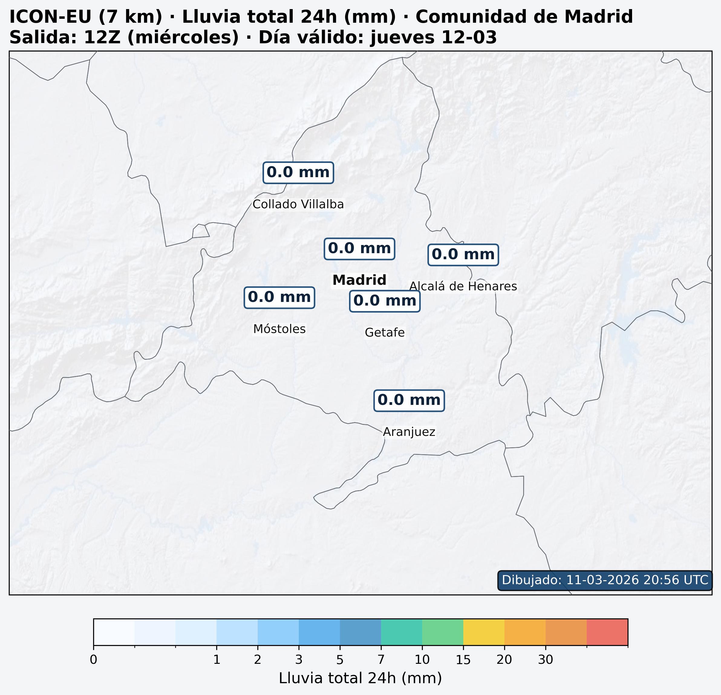 Lluvia 24h ma&ntilde;ana Comunidad de Madrid