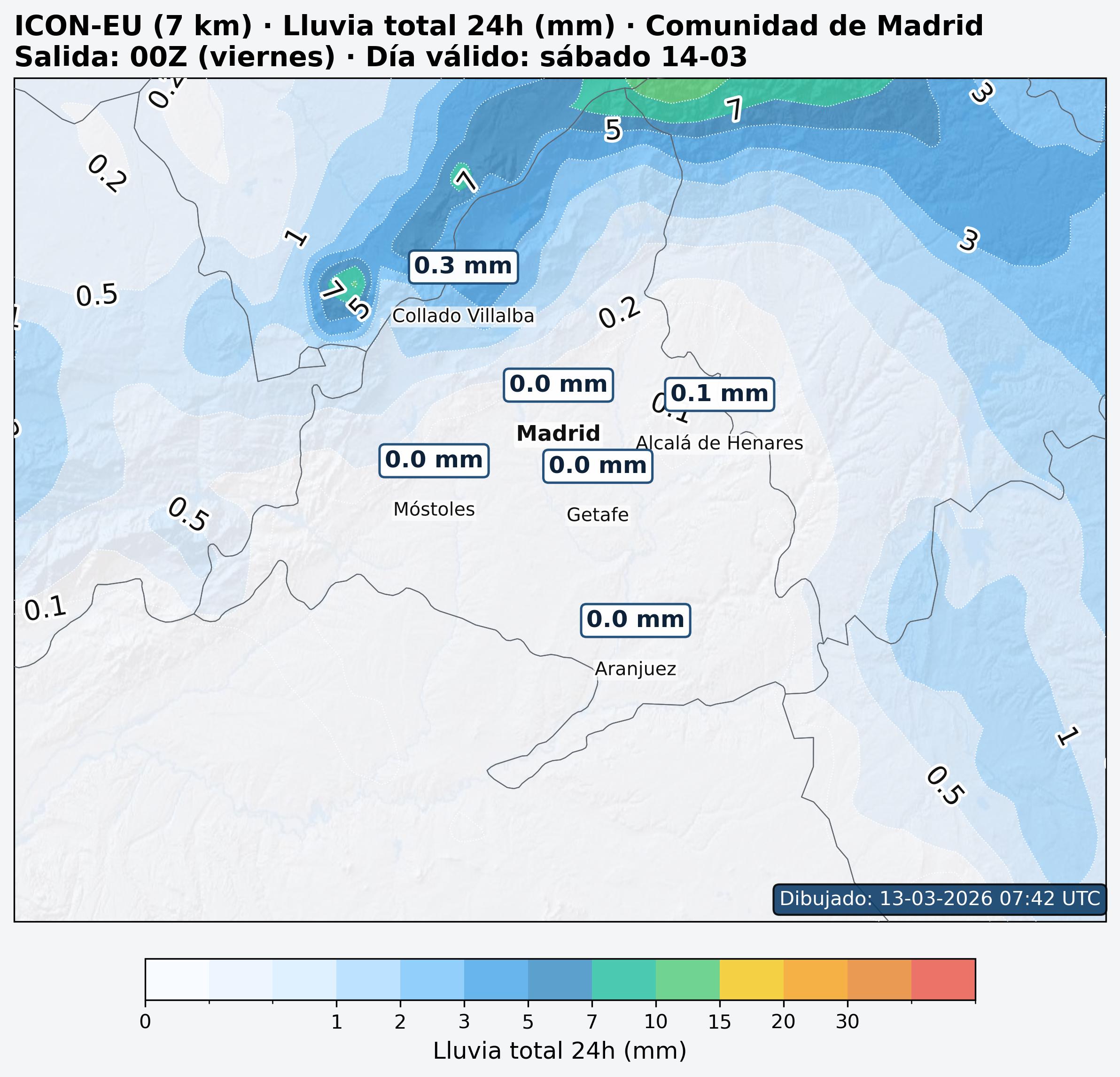 Lluvia 24h Comunidad de Madrid
