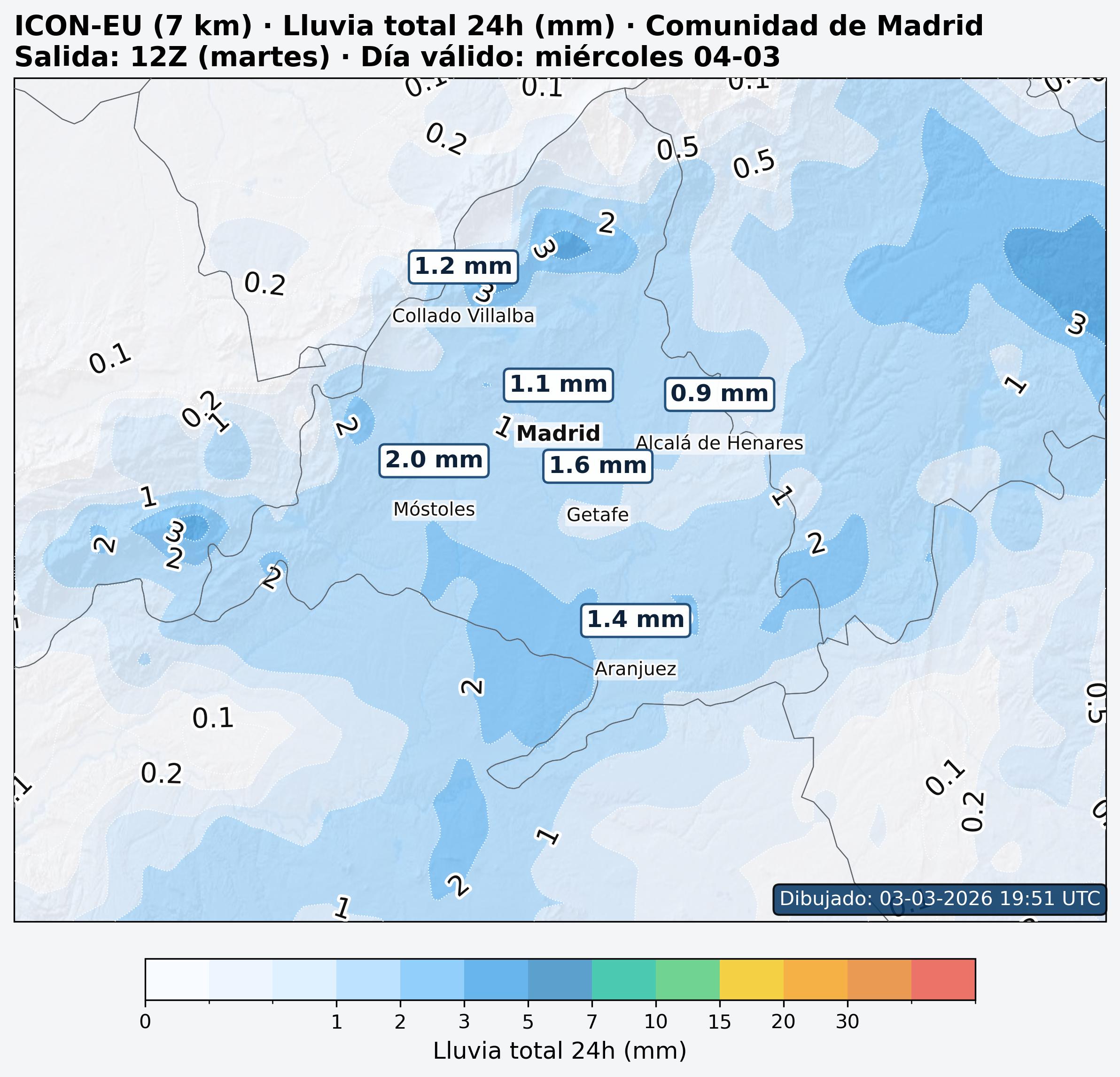Lluvia 24h Comunidad de Madrid