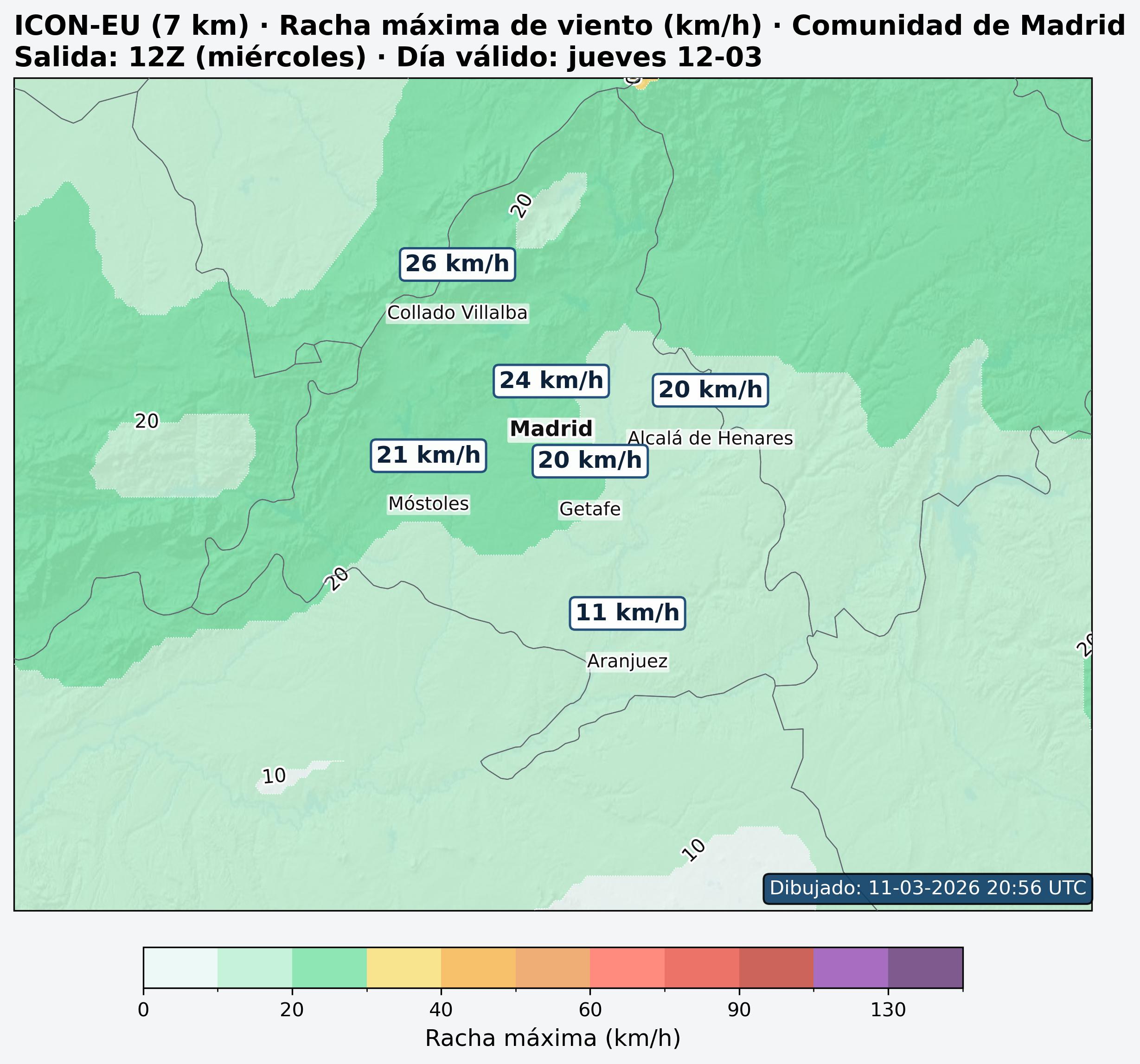 Rachas m&aacute;ximas ma&ntilde;ana Comunidad de Madrid