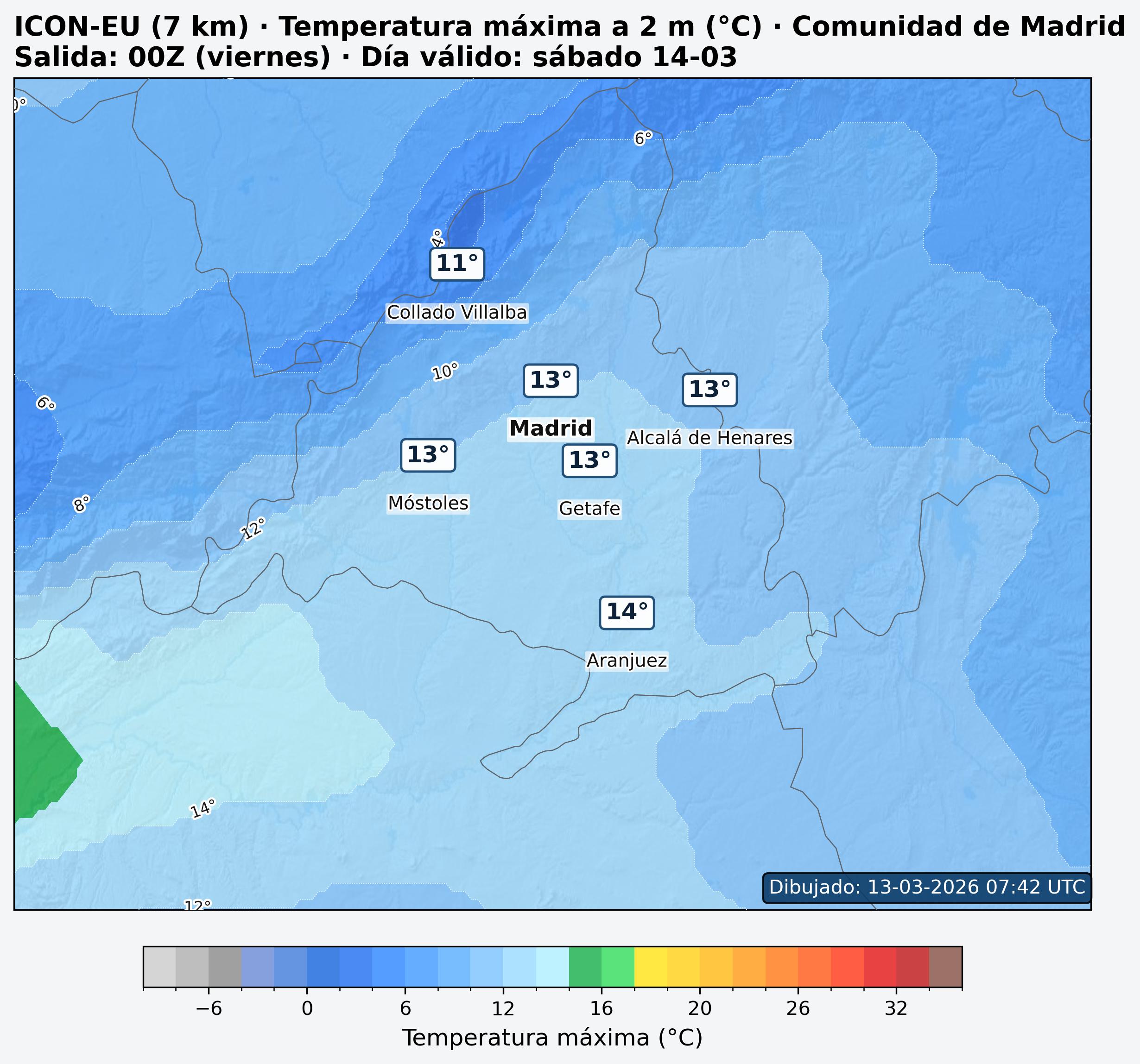 Temperatura m&aacute;xima Comunidad de Madrid