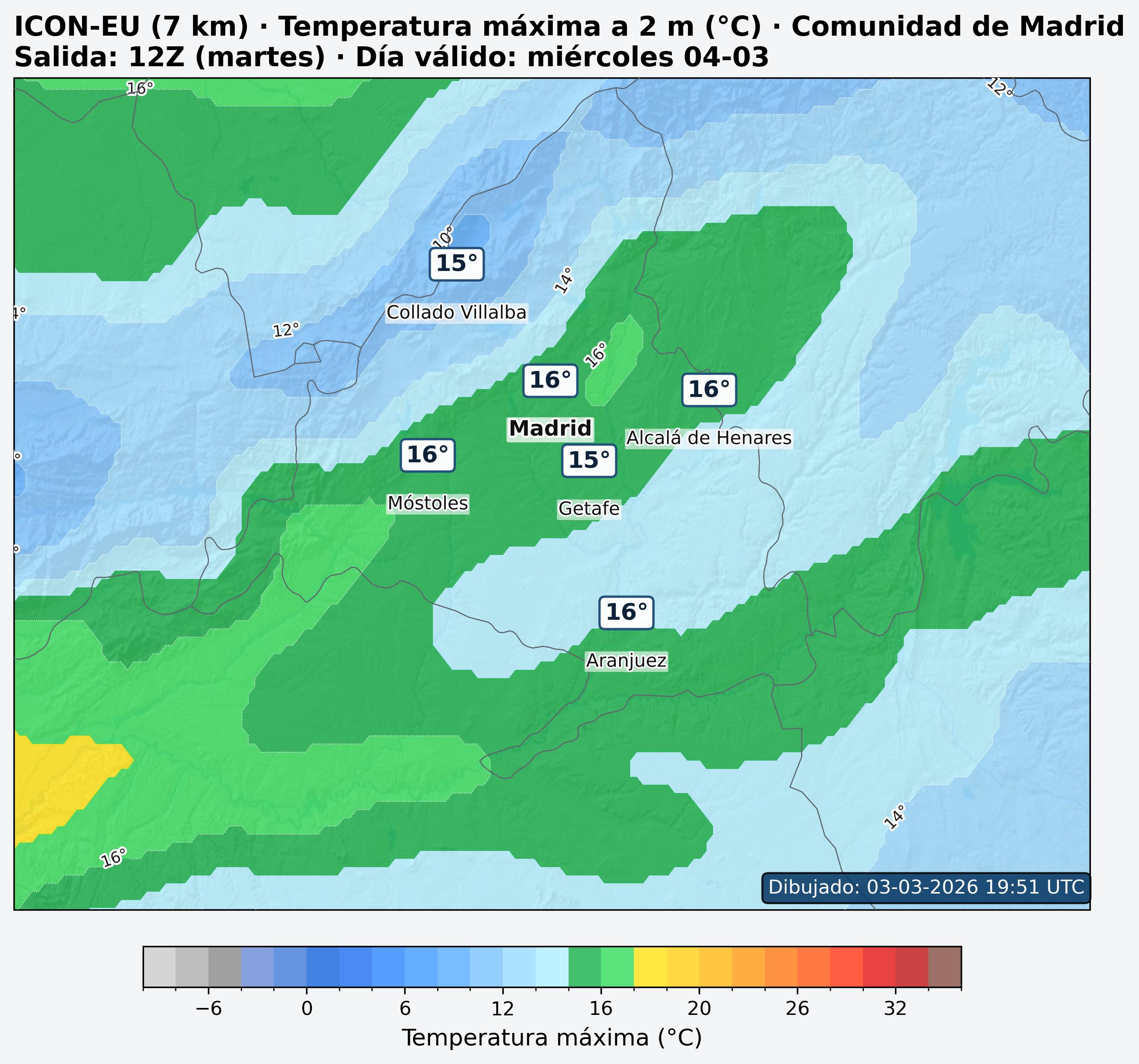 Temperaturas m&aacute;ximas Comunidad de Madrid