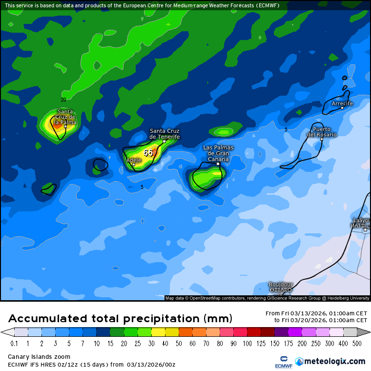 ECMWF lluvias Canarias 