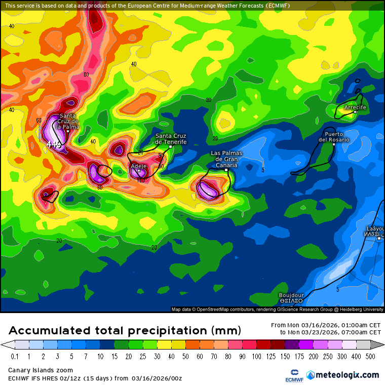 ECMWF lluvias Canarias 