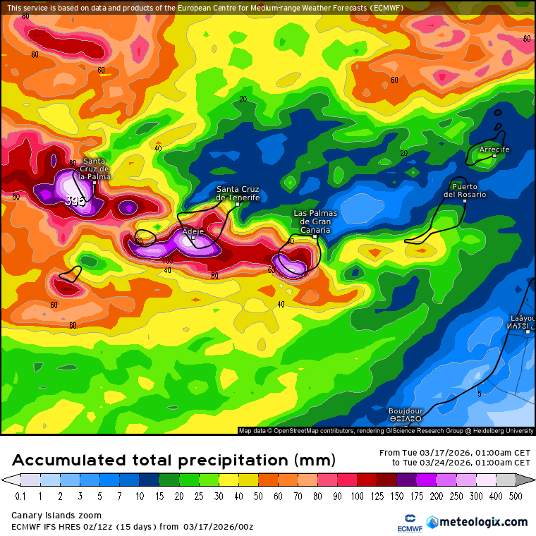 ECMWF lluvias Canarias 