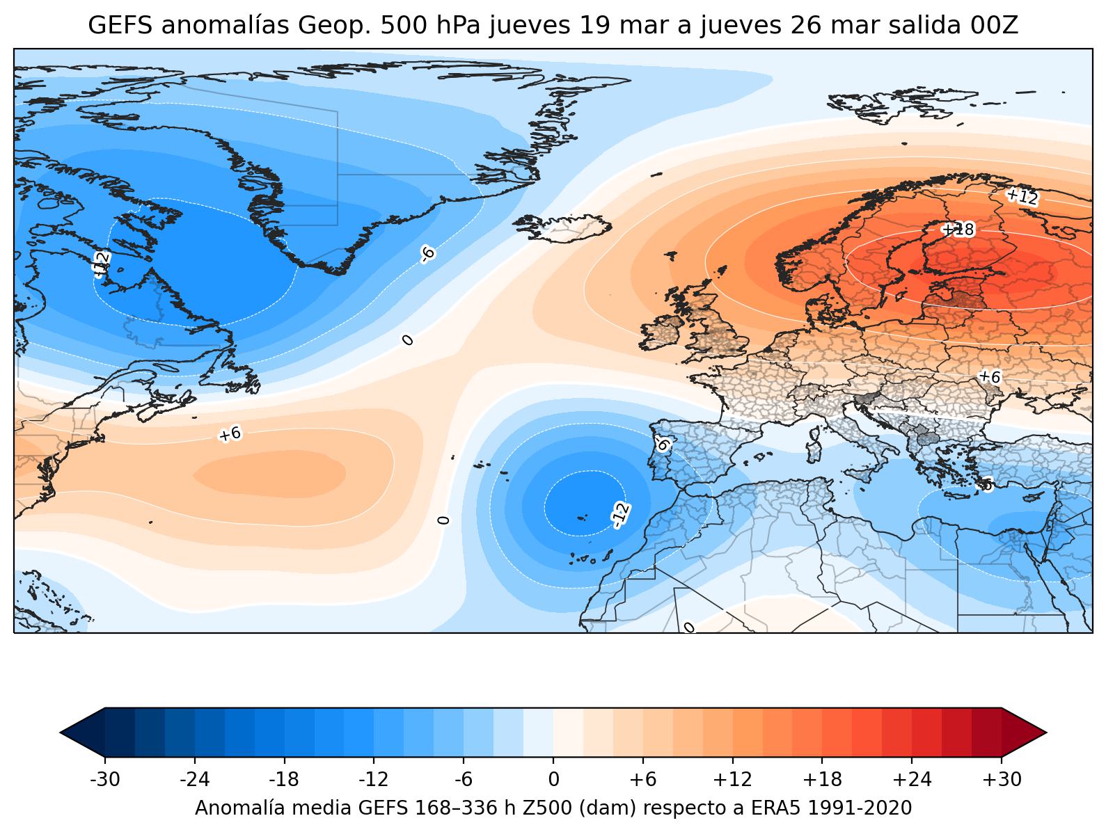 Anomal&iacute;as GFS GEOPOTENCIAL 