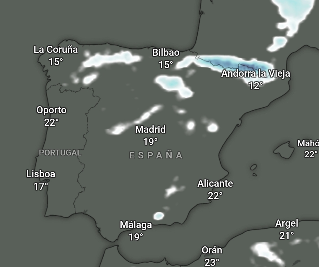 Un mapa de nieve nueva acumulada