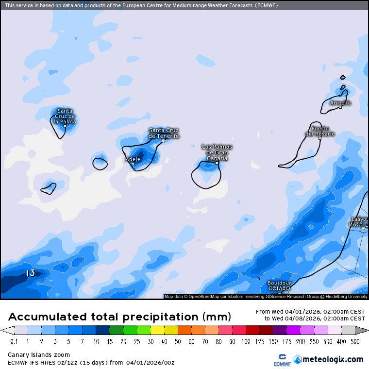 ECMWF lluvias Canarias