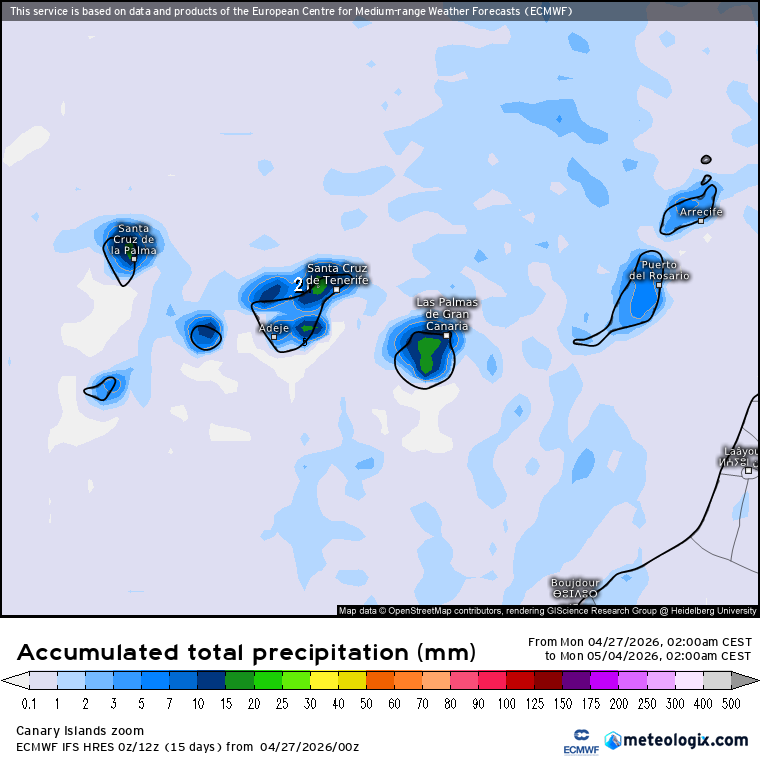 Lluvias ECMWF Canarias