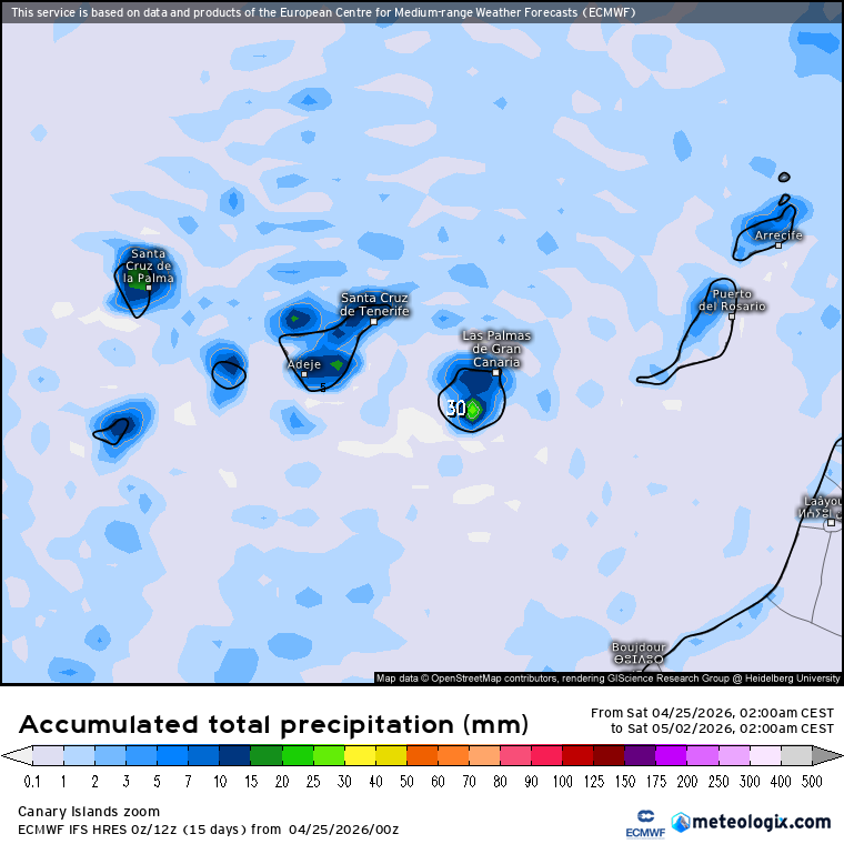 ECMWF lluvias Canarias