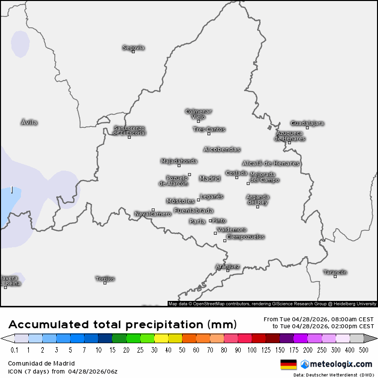 Mapas lluvias Madrid