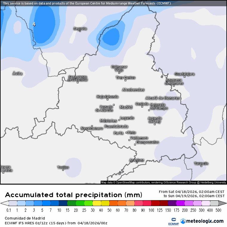 ECMWF lluvias Madrid