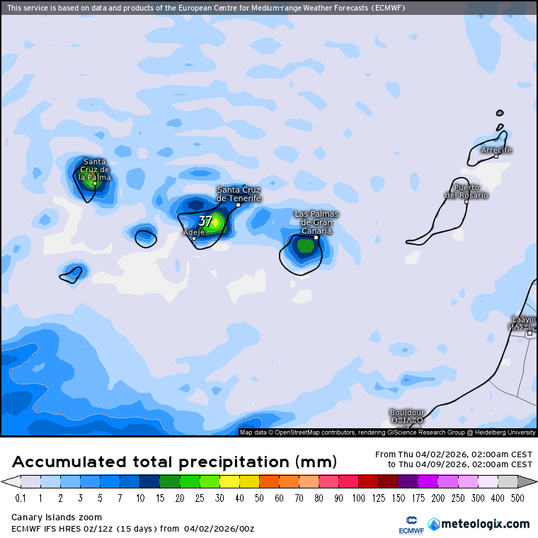 ECMWF lluvias Canarias 