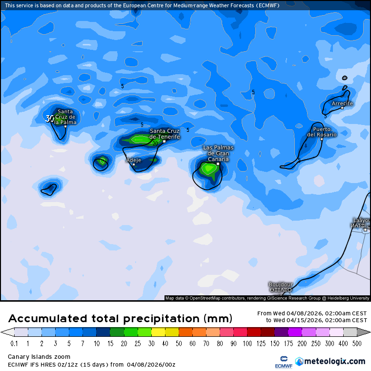 ECMWF lluvias Canarias 