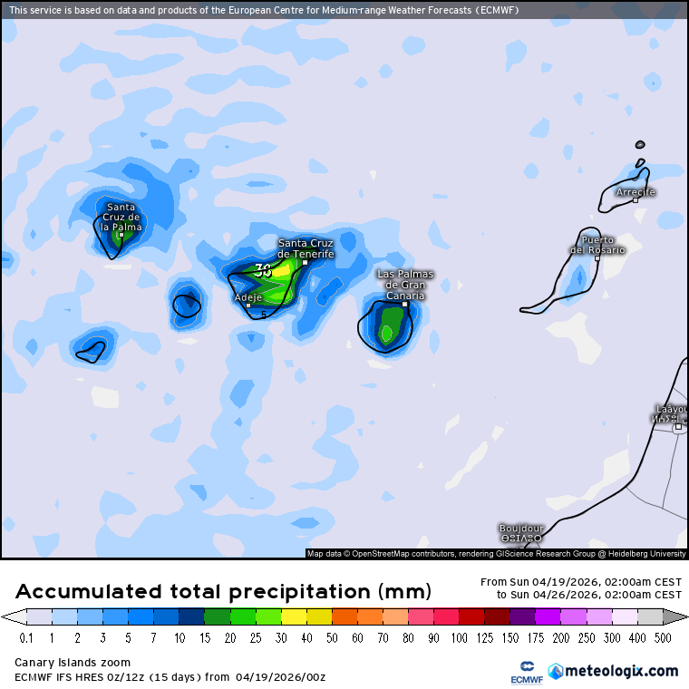 ECMWF lluvias Canarias 
