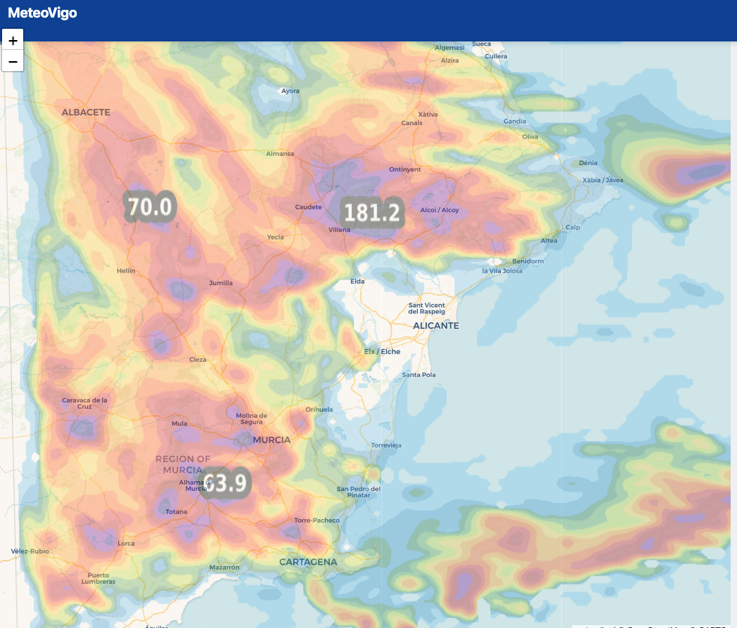 Mapa de lluvias modelo MV-WRF