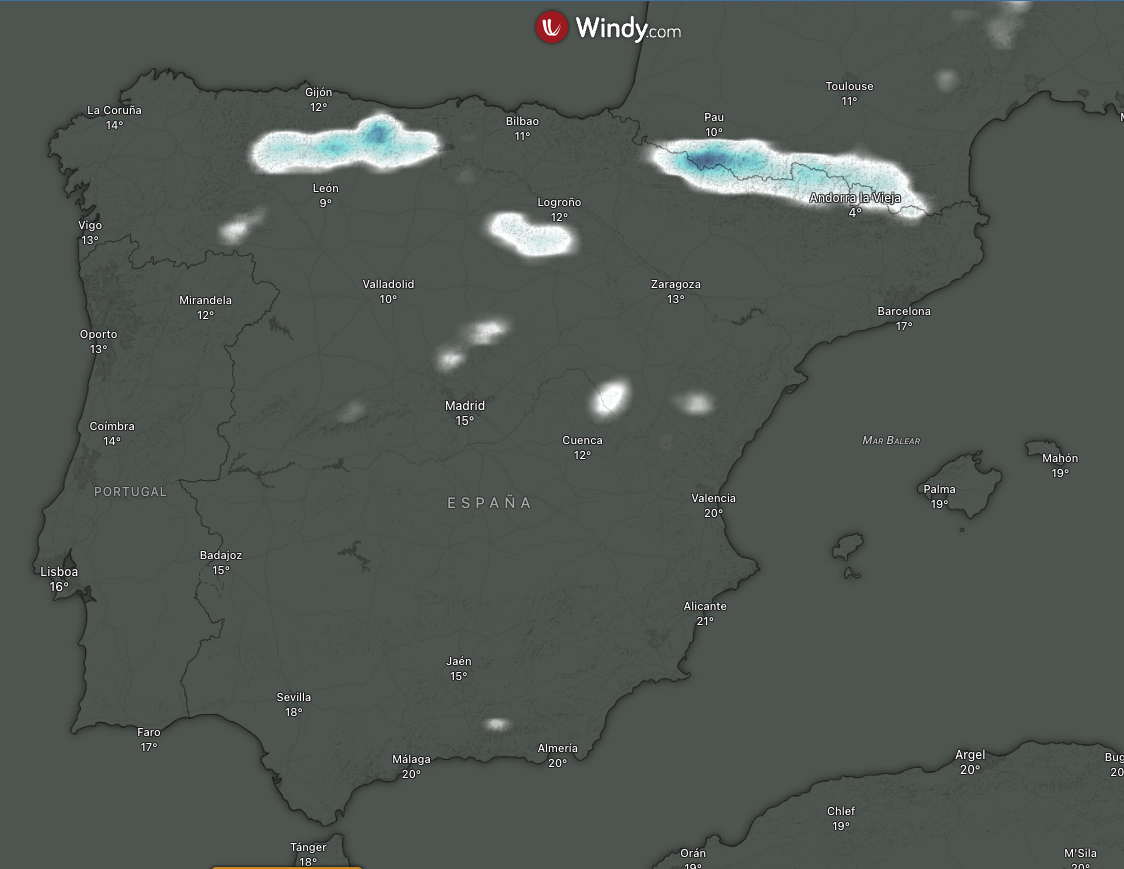 Mapa de nieve nueva acumulada 
