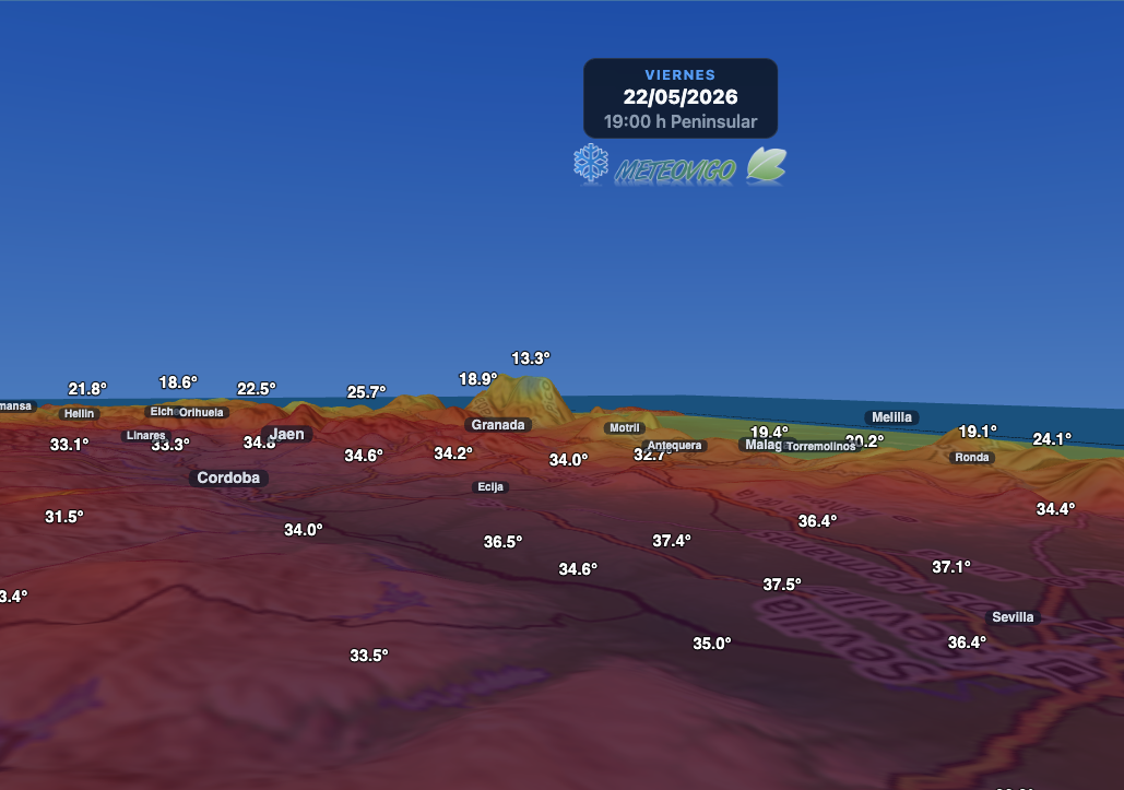 Mapa de temperaturas en Andalucía