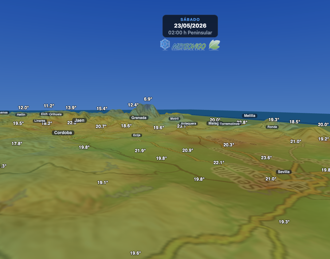 Mapa de temperaturas en Andalucía