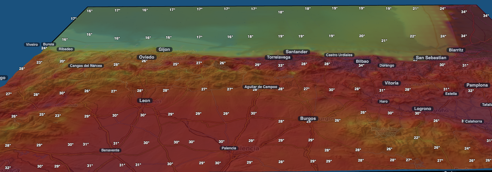 Temperatura en el cantábrico