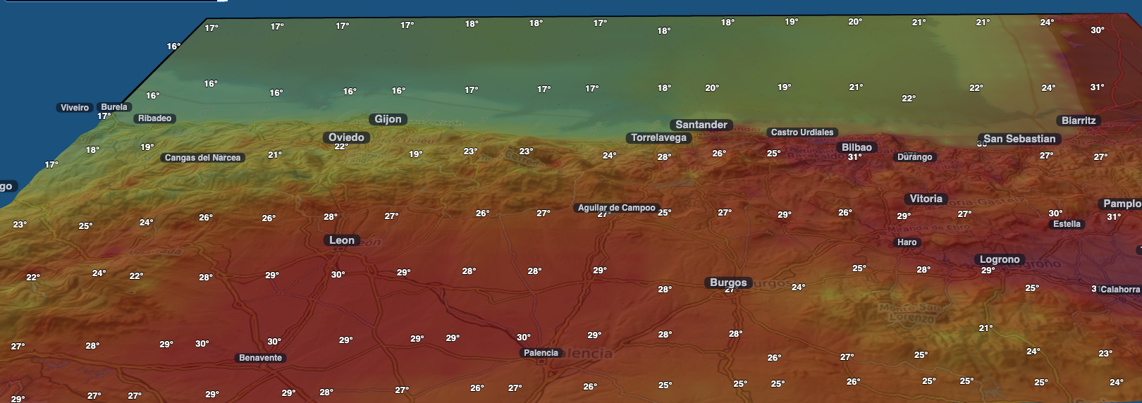 Temperatura en el cantábrico