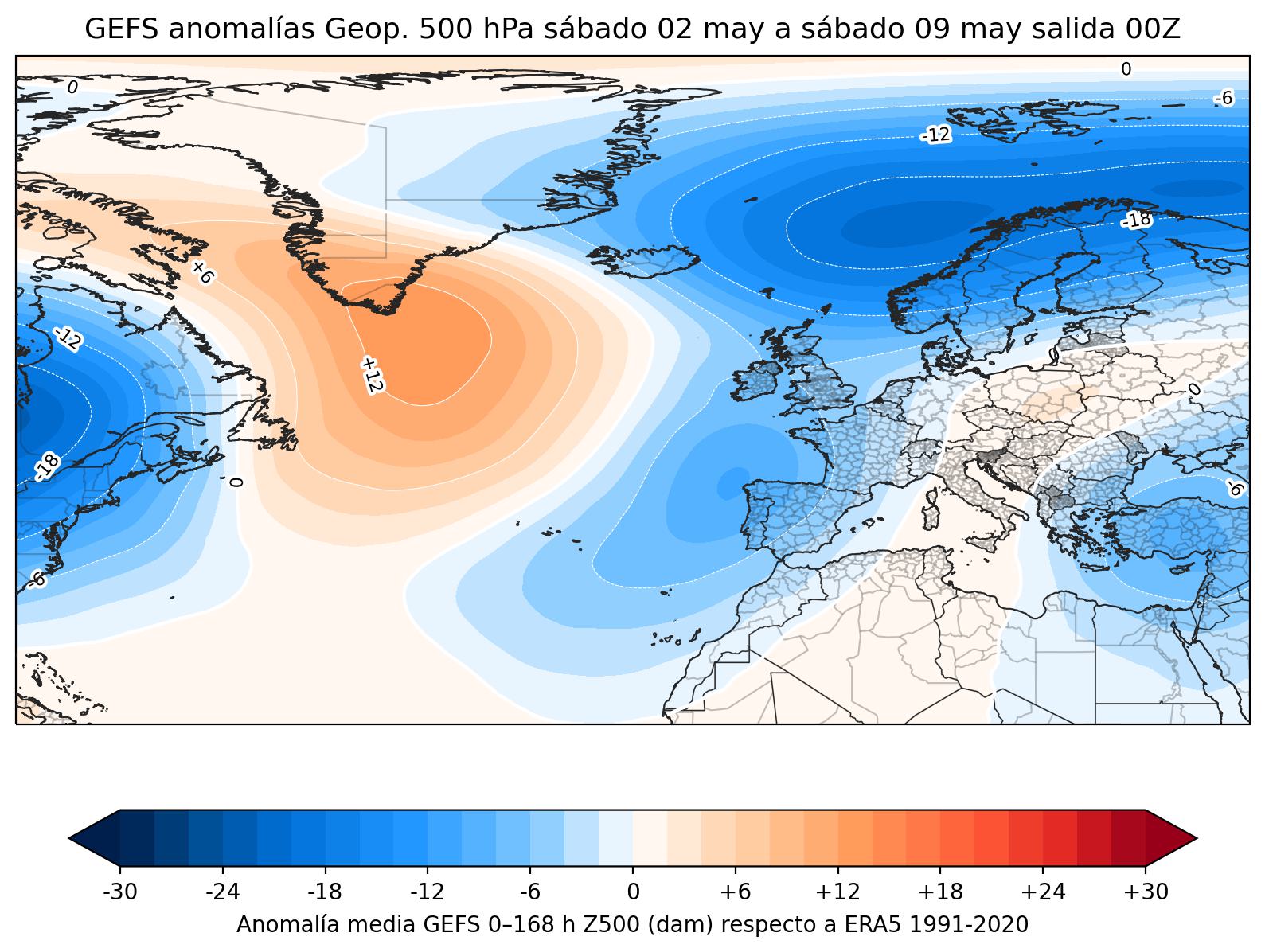 Anomal&iacute;as geopotencial 500