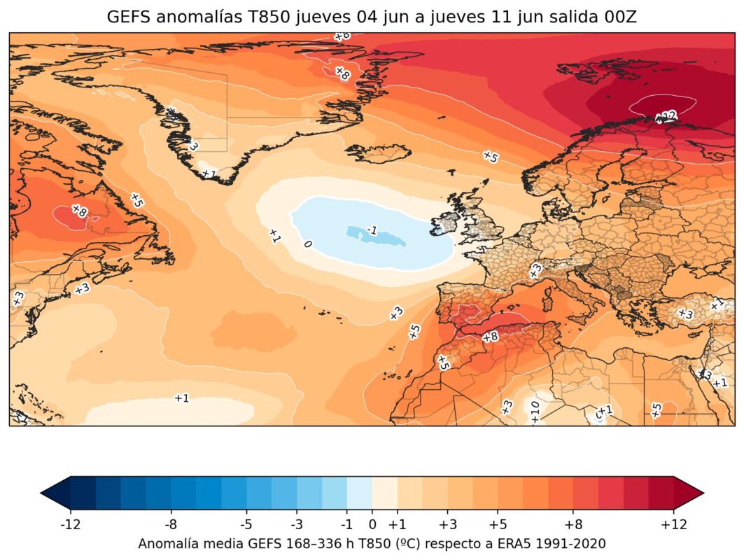 Mapa de anomalías térmicas