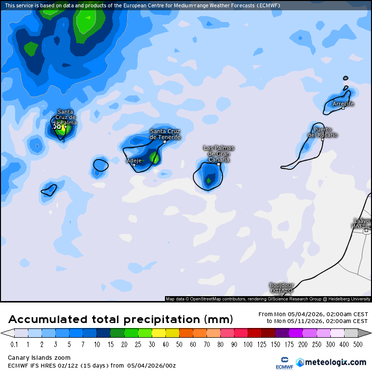 ECMWF lluvias Canarias