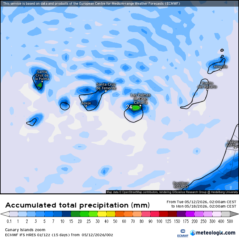 ECMWF lluvias Canarias 