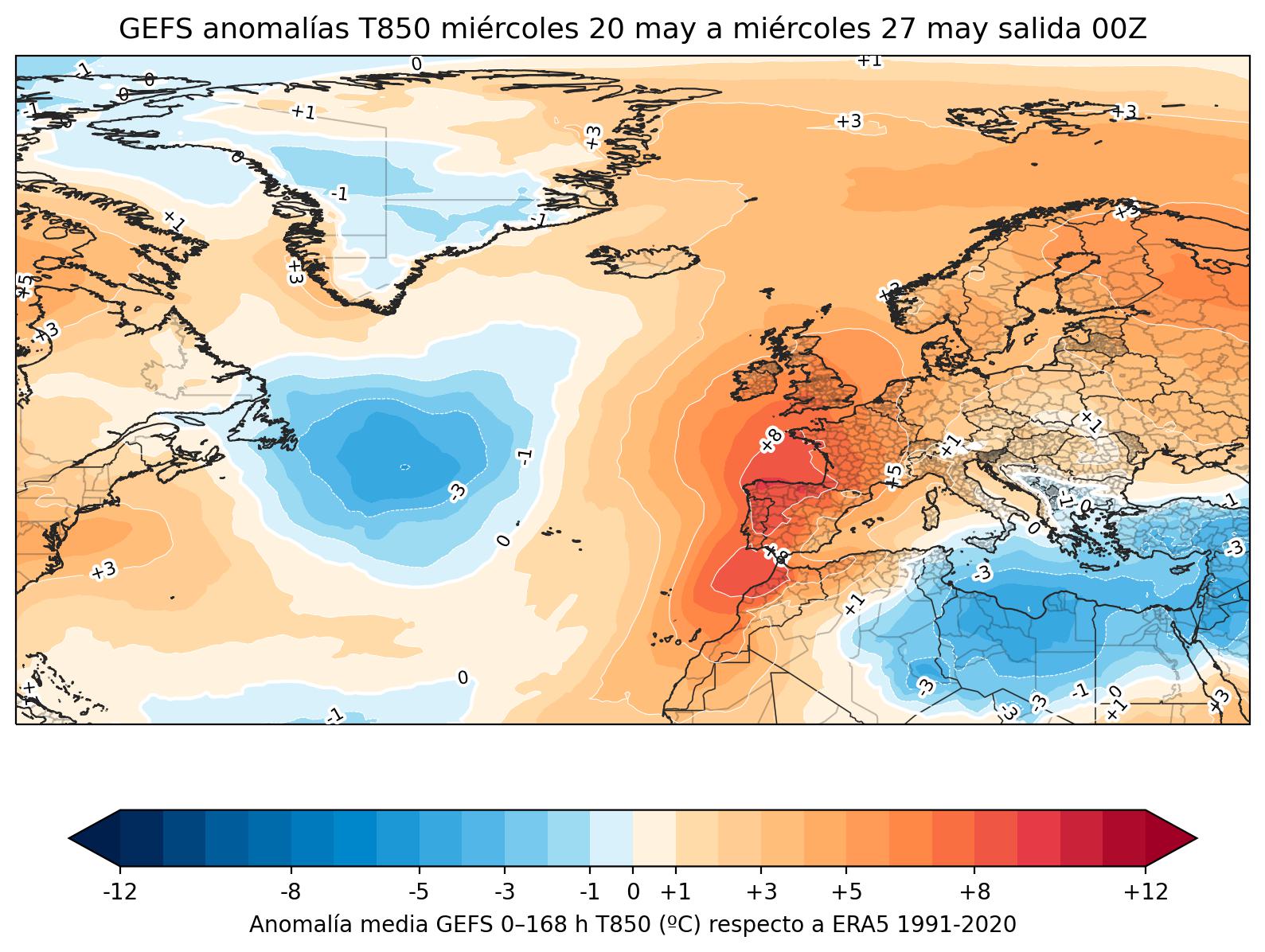 Anomal&iacute;as t&eacute;rmicas a 850 hPa