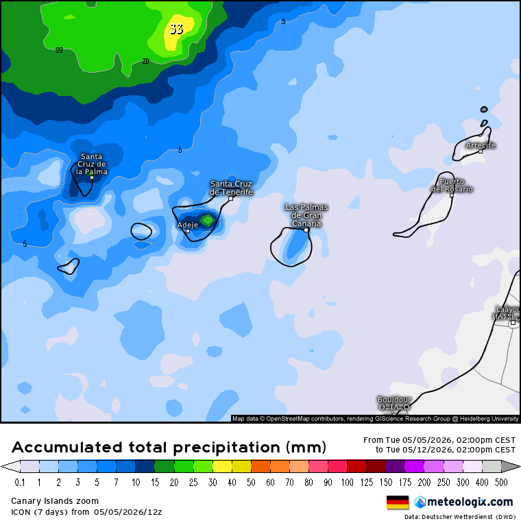 ECMWF lluvias Canarias