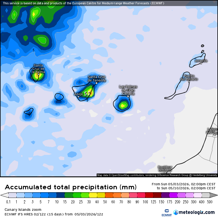 ECMWF lluvias Canarias 