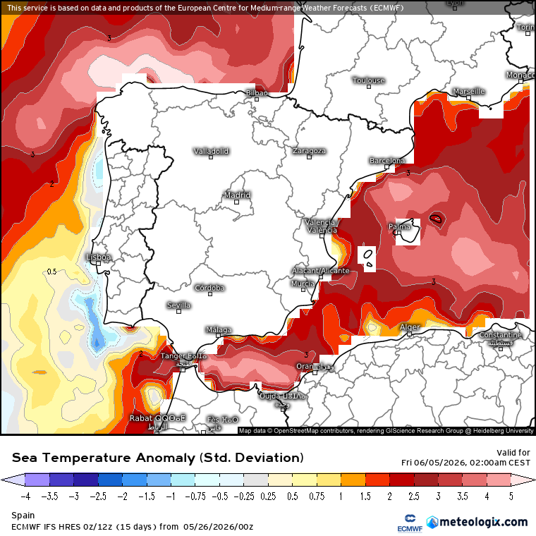 Anomalías oceánicas térmicas península