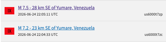 Doble terremoto Venezuela