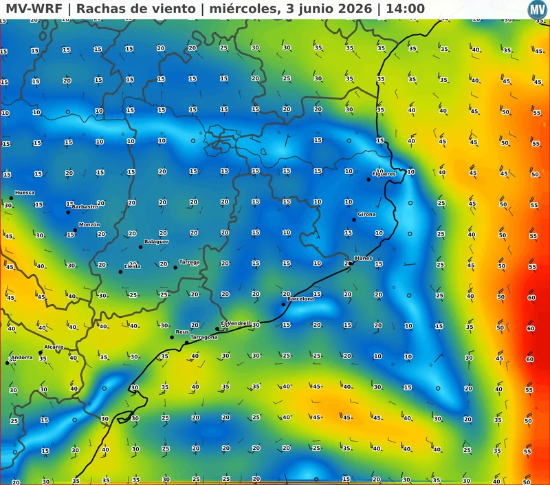 Rachas de viento MV-WRF