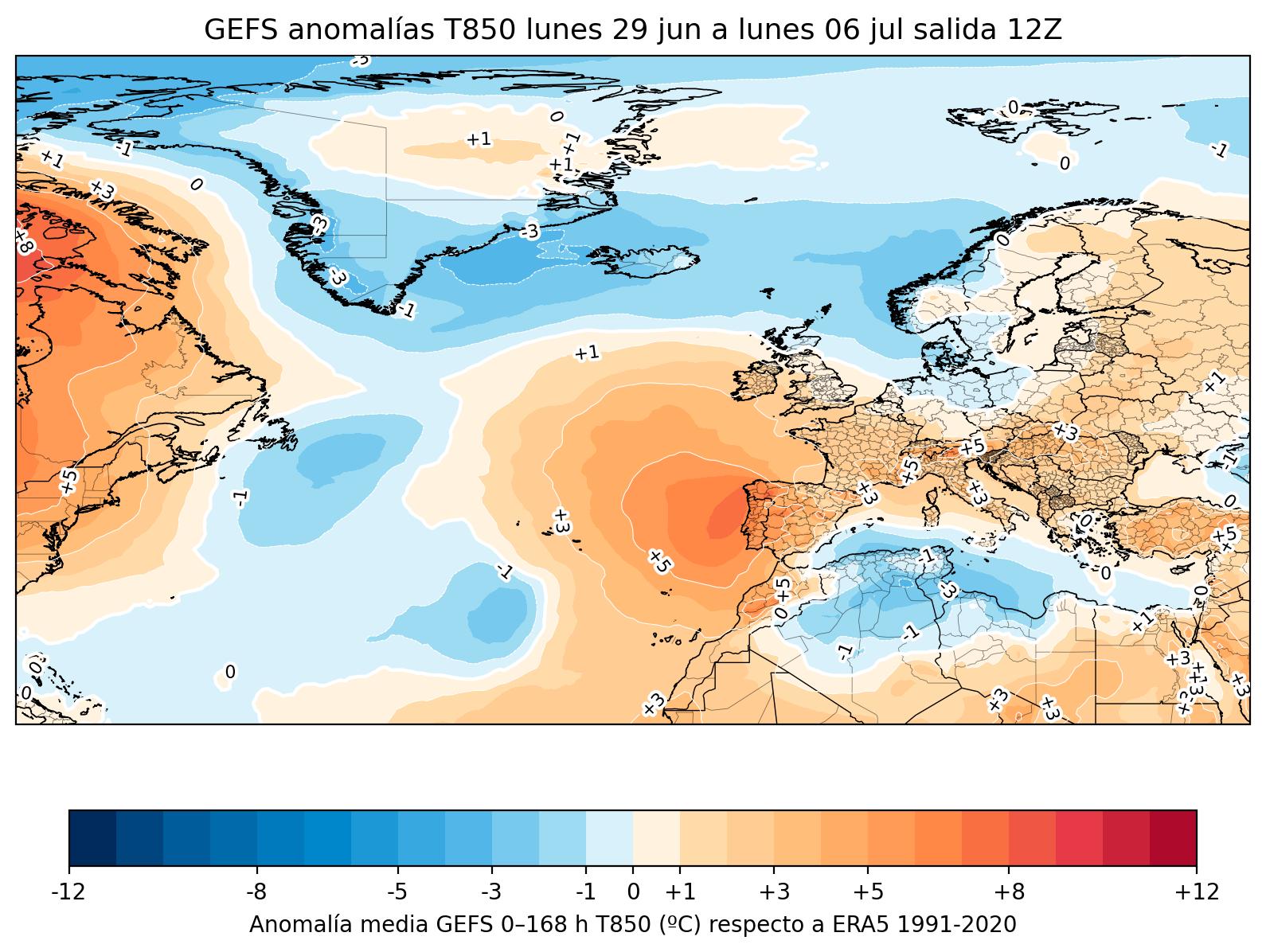 Mapa de anomal&iacute;as 850 hPa