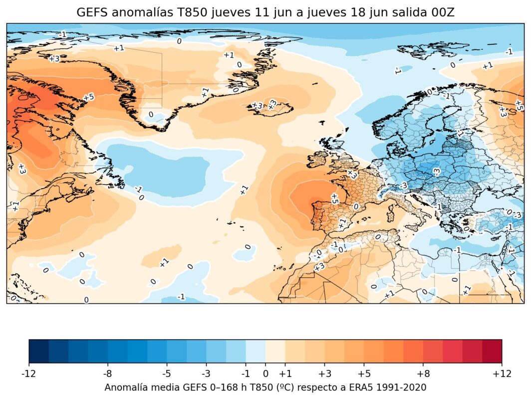 Mapa de anomalías térmicas