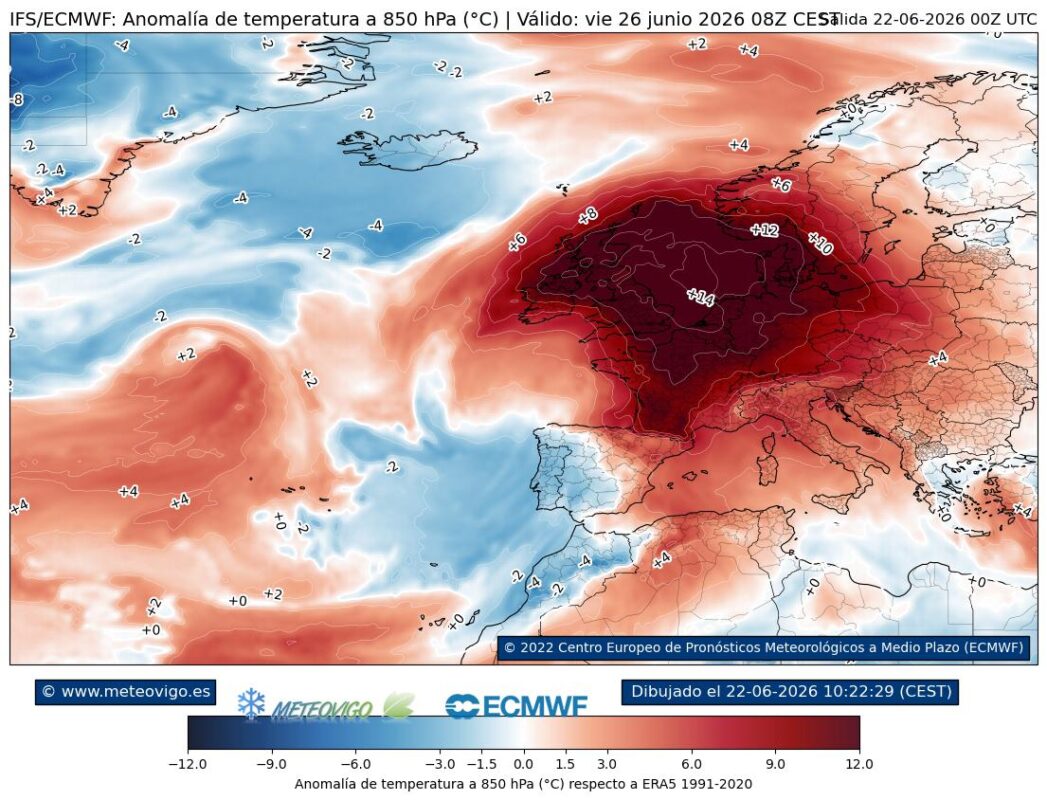 Mapa de anomalías térmicas