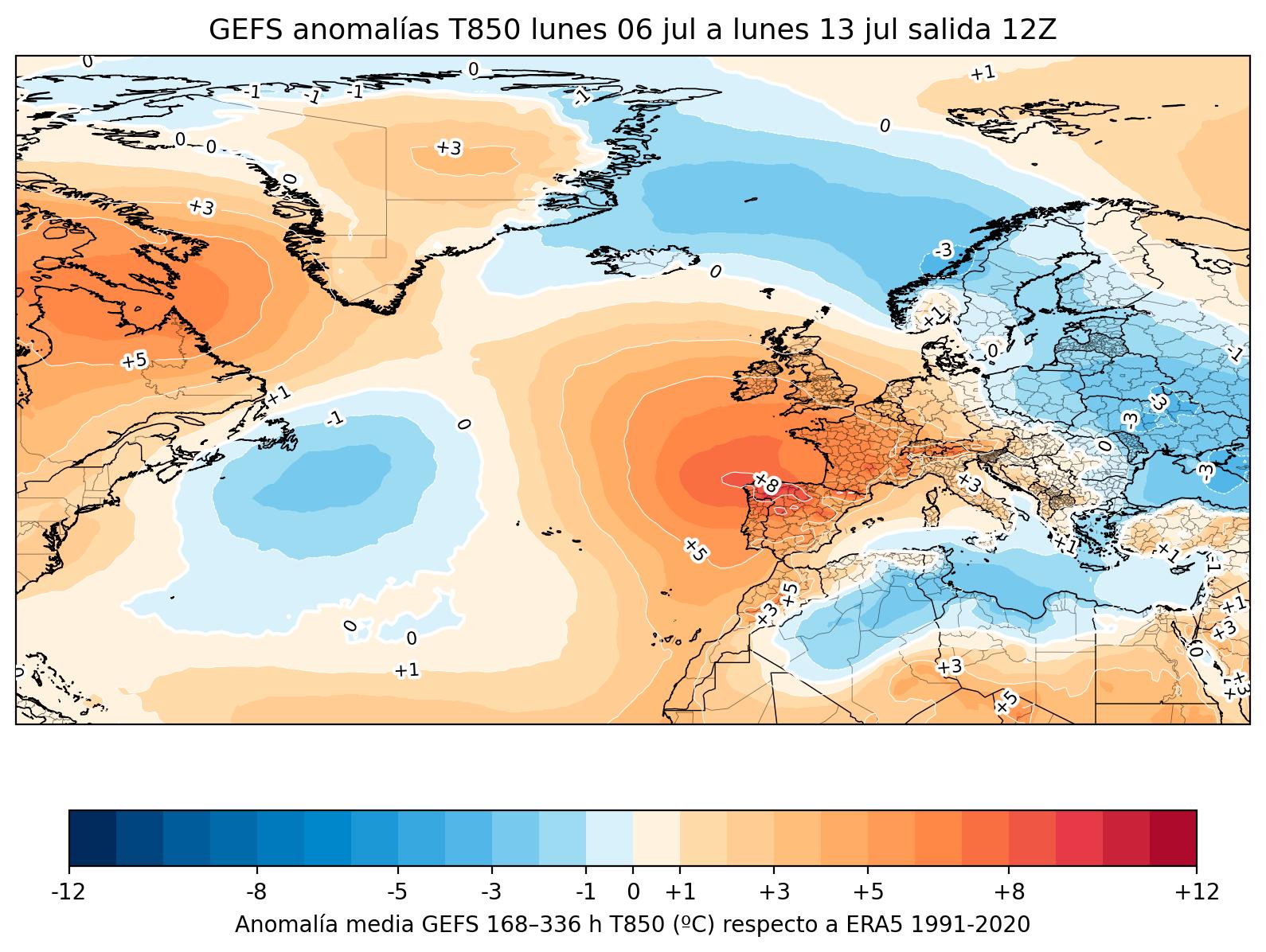 Mapa de anomal&iacute;as 850 hPa