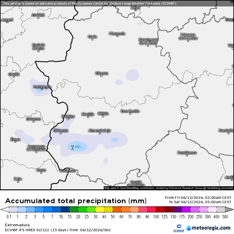ECMWF lluvias Extremadura