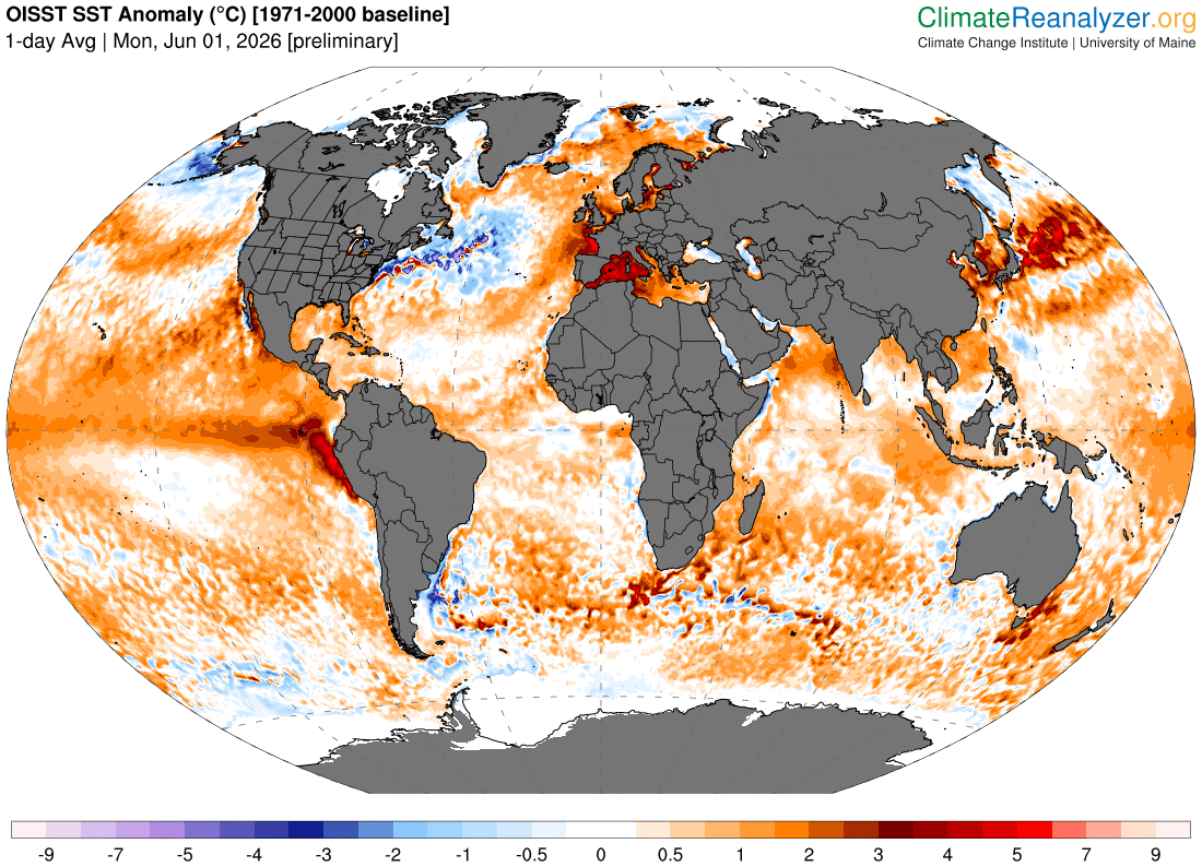 Mapas temperaturas superficie oce&aacute;nica 