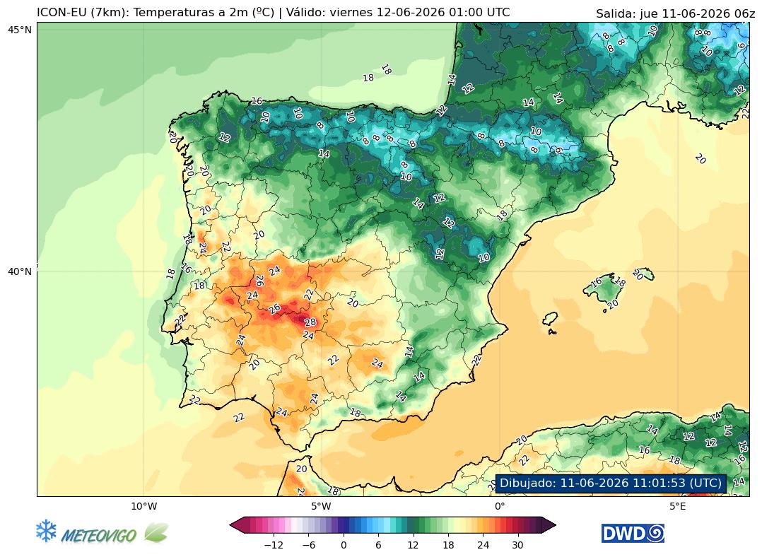 Mapas de temperaturas en superficie
