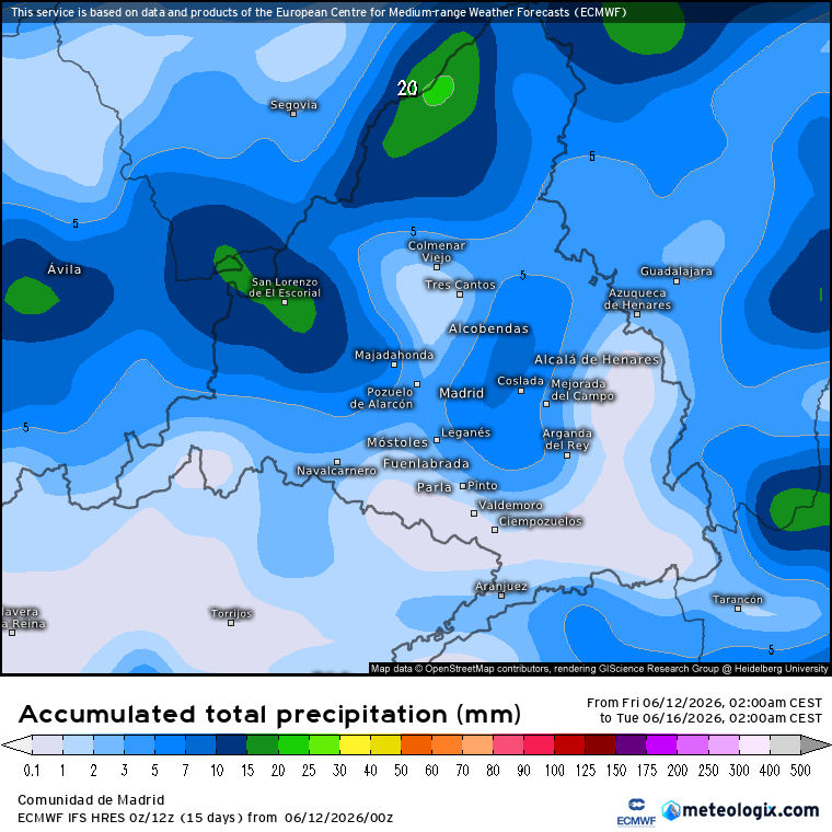 Lluvias Madrid ECMWF