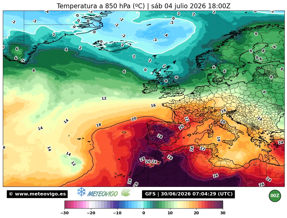 Temperaturas a 850 hPa