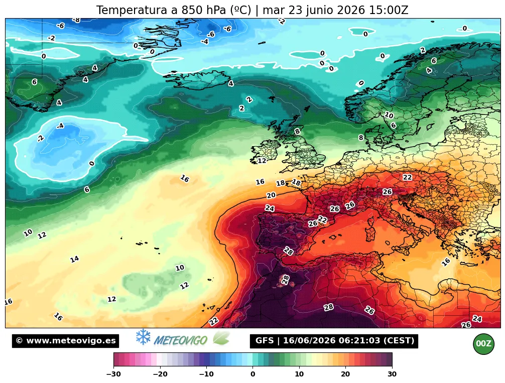 Temperaturas a 850 hPa