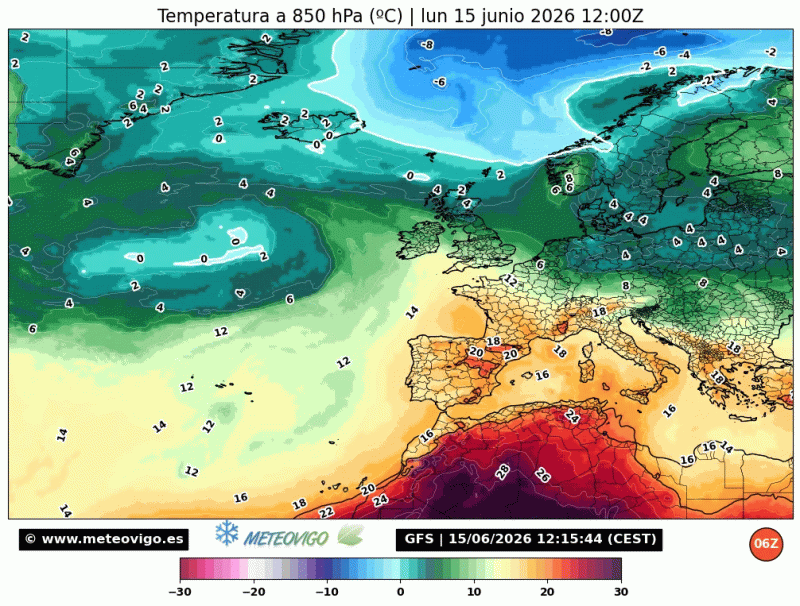 Temperaturas a 850 hPa