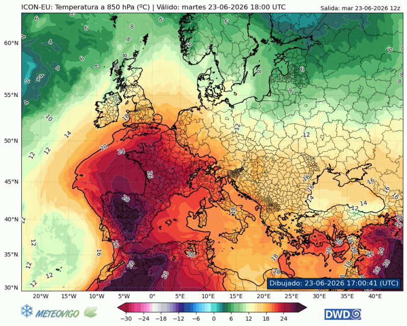 Temperaturas a 850 hPa